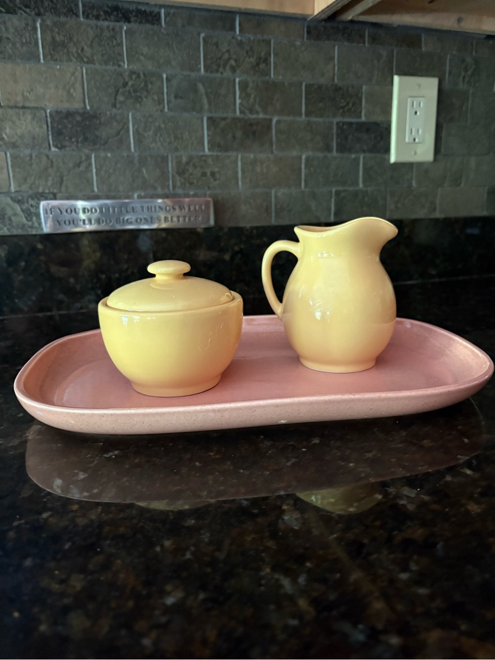 JCP Butter Yellow Ceramic Creamer and Sugar vintage art deco-style set